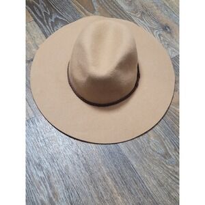 Something Special Hats Tan 100% Wool Wide Brim Fedora Braided Band Adjustable